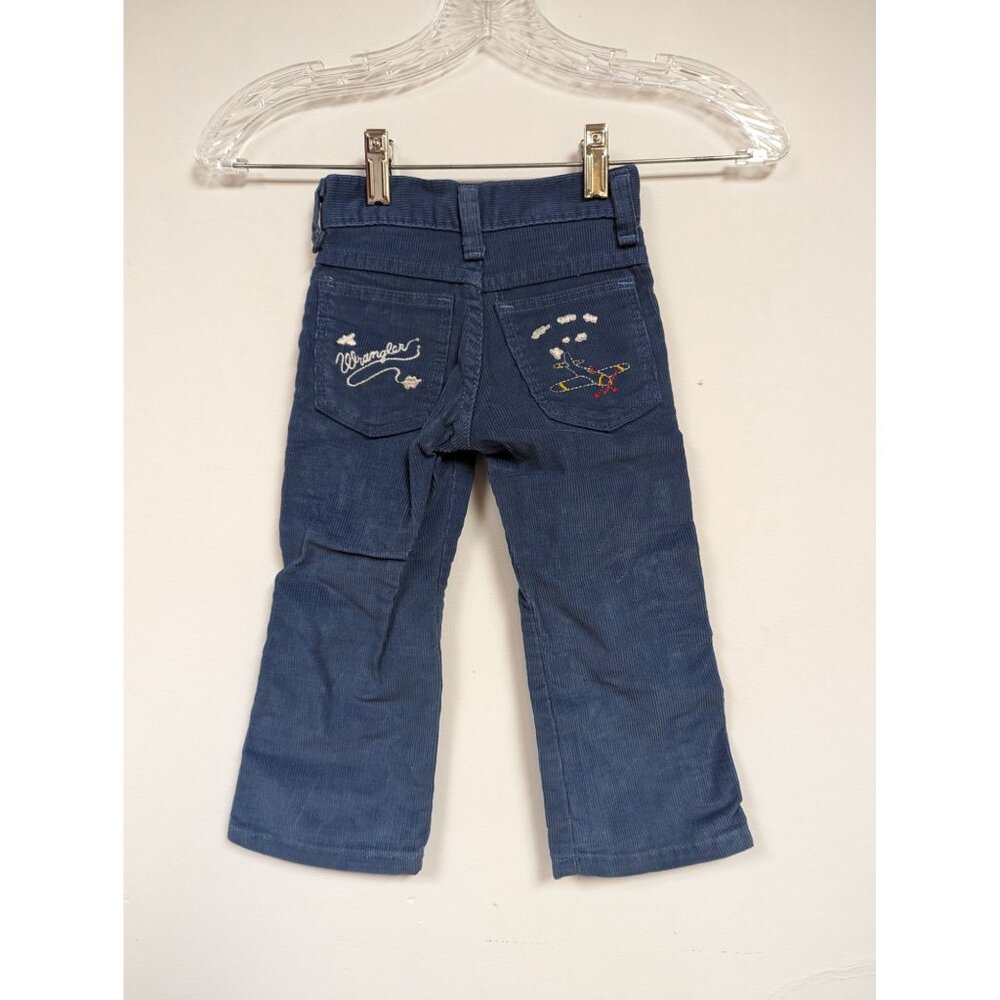 Wrangler Kids Boys Jeans 3T Skinny Corduroy Blue Pants Airplane Embroidered